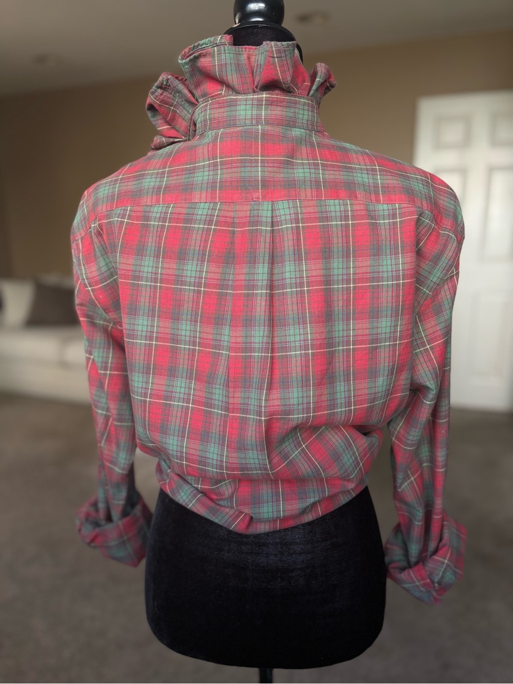 Reworked Ralph Lauren Christmas Plaid Button-Down Shirt - size m/l - Picture 2 of 7